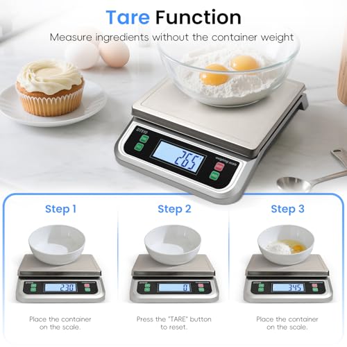 88lb Food Scale Stainless Steel with 6 Unit and Tare PCS Funtion