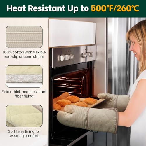 Heat Resistant 500°F Kitchen Oven Mitts 2 (2 Count)