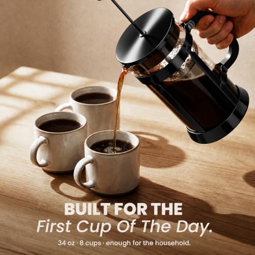 EzDtach French Press Coffee Maker 34oz Black