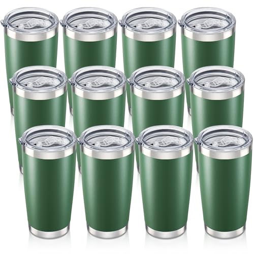 20 oz Tumbler with Lid Stainless Steel Insulated Tumblers Bulk Cups Mug (12 Count)