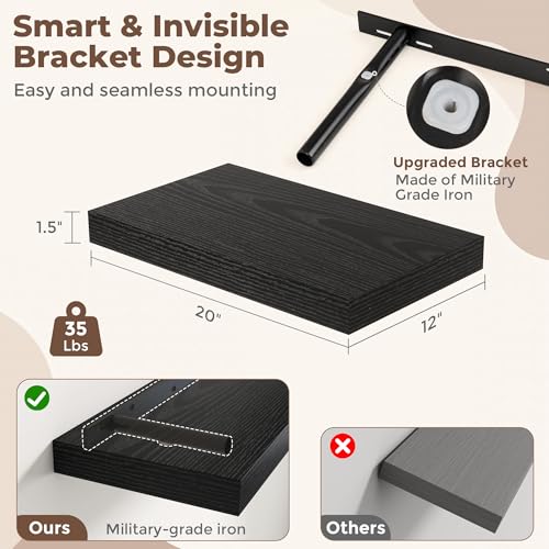 12 Inch Deep Floating Shelves for Wall (2 Count)