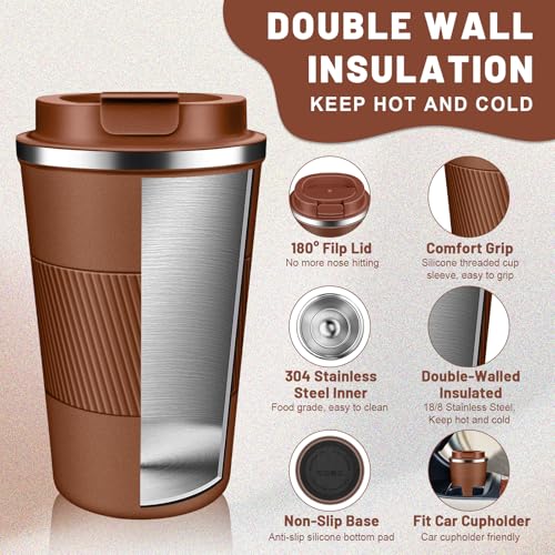 Insulated Coffee Tumblers with Flip Lid 12oz