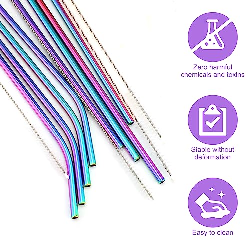 8 Pieces 14 Inch Reusable Stainless Steel Straws Long Drinking Straws for 100 oz Tumblers (8 Count)
