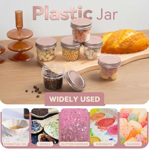 4 oz Plastic Small Mason Jars and Small Plastic Jars with Lids (20 Count)