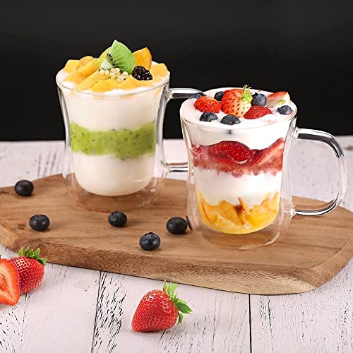 12 oz Double Walled Glass Coffee Mug Latte Cappuccino Cups Set of 2 (2 Count)