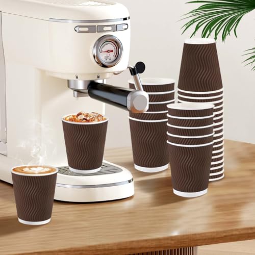 150 Pack 8 oz Disposable Paper Coffee Cups Insulated Brown (150 Count)