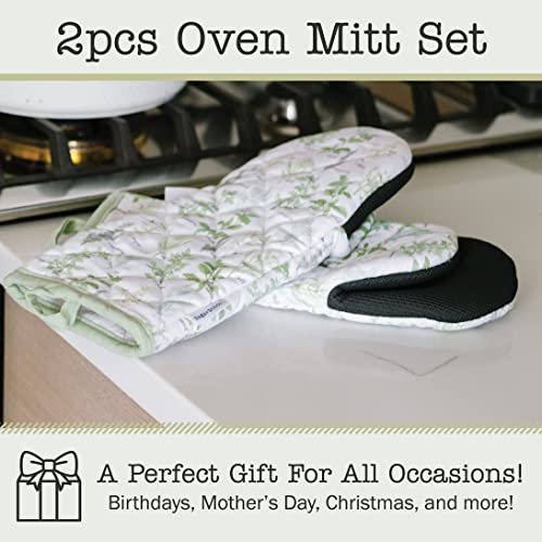 Heat Resistant Designer Kitchen Oven Mitts with Neoprene Non (2 Count)