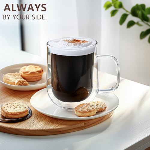Double Walled Glass Coffee Mugs 16 OZ (4 Count)