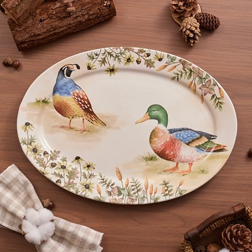 Autumn Birds 16 plus 14 inch Oval Platters Set (2 Count)
