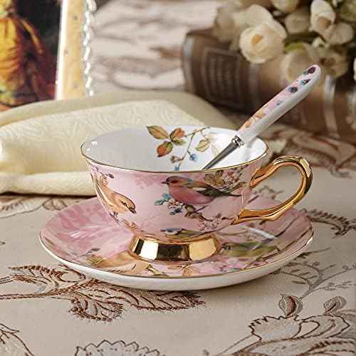 Coffee Mugs Pastoral Bird Bone China Tea Cup Saucer Spoon Set Europe Porcelain Coffee Cup 200ml Mug Tray Cafe Tumbler Party Drinkware Mug Set (Color : 1Cup)