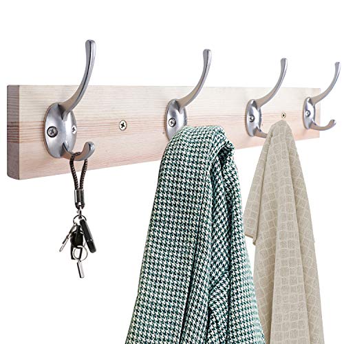 12 Pack Silvery Double Coat Hooks Wall Mounted with 24 Screws (12 Count)