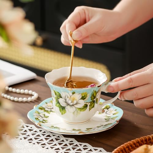 Country Roses Bone China Tea Cup and Saucer Set (3 Count)