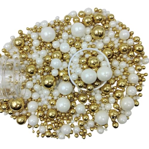 Edible White Gold Sugar Pearls Candy Sprinkles 120G (4.23 Ounce)