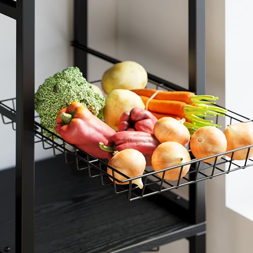 Bakers Rack with Cabinet and Power Outlet