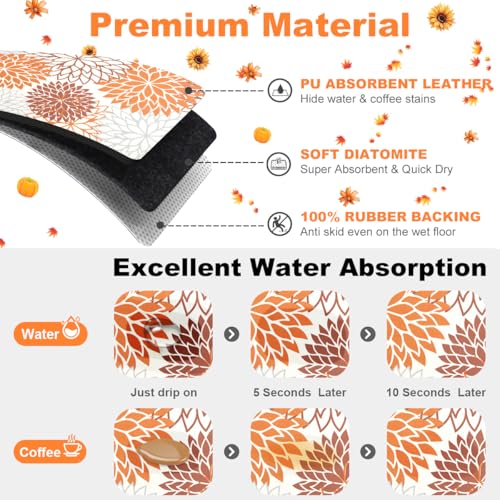 2PCS 17" x 32" Fall Dish Drying Mat & 24" x 5.5" Sink Splash Guard (2 Count)