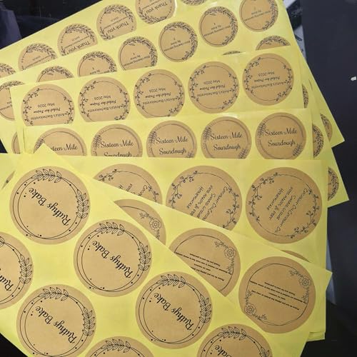 Kraft Paper Custom Stickers Round Labels Personalized with Text (100 Count)