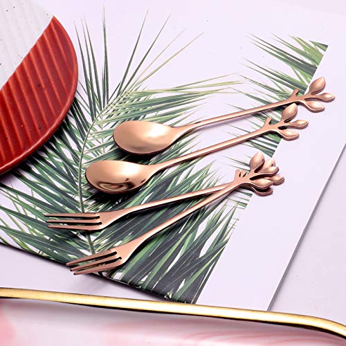 Elegant Rose Gold Leaf Coffee Spoons (10 Count)