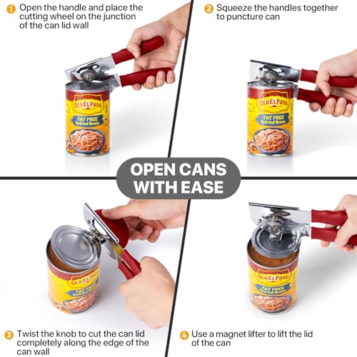 Heavy Duty Hand Can Opener with Comfortable Grip for Seniors
