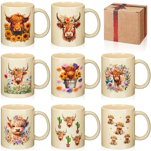 8 Pcs Ceramic Coffee Mugs 12 Oz Handle (8 Count)