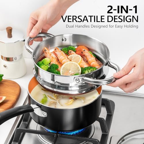 Nonstick Ceramic Saucepan Set with Lid
