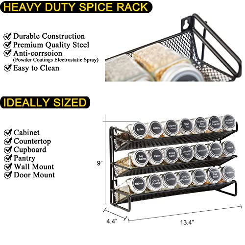 Spice Rack Organizer with 21 Spice Jars