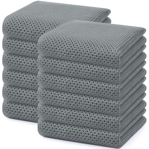 100% Cotton Waffle Weave Kitchen Dish Towels 12 (12 Count)