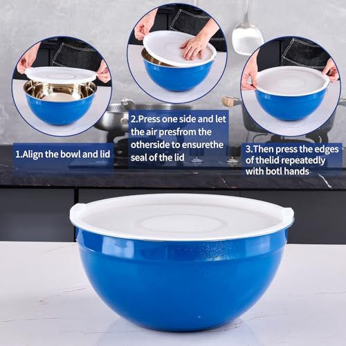 Blue Mixing Bowls With Airtight Lids
