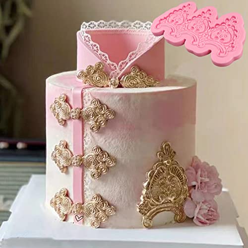 3pcs Baroque Embossed Cake Decorating Mold Lace Fondant Silicone