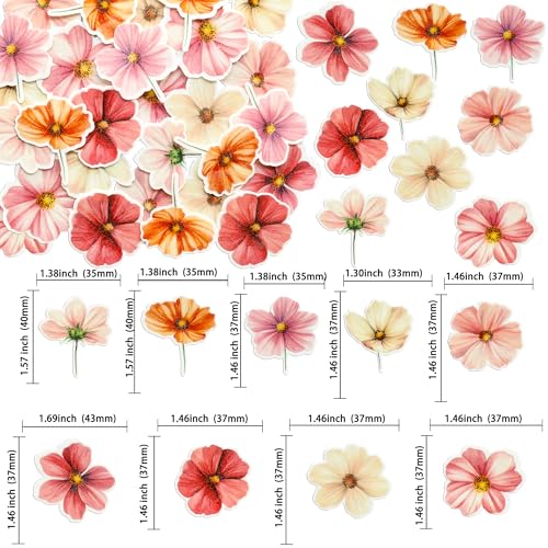 50Pcs Edible Flower Cupcake Toppers Wafer Paper Spring Bridal Engagement Baby Shower Birthday Party Cupcake Picks Anniversary Party Decorations Supplies Rose Red (50 Count)