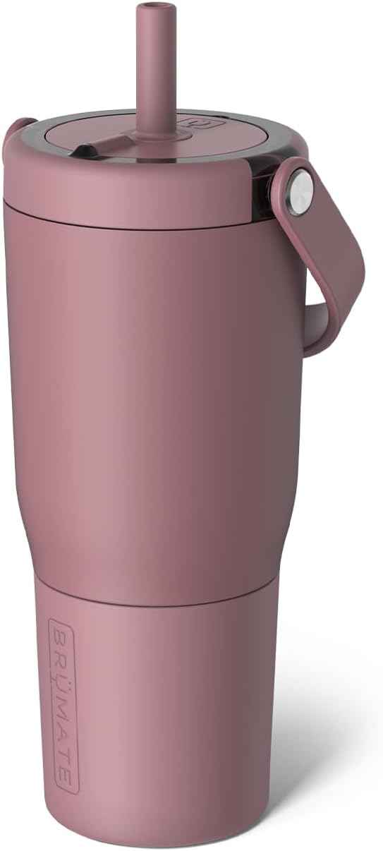 BrüMate Resa 25oz 100% Leakproof Travel Tumbler w/Handle & Straw | Flexible SoftSip Straw | Silicone Sleeve for Durability | Stainless Steel | Cup Holder & Travel Friendly Water Bottle (Rose Taupe)