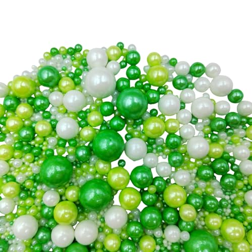 Edible White Green Sugar Pearls Candy Sprinkles 120G (4.23 Ounce)