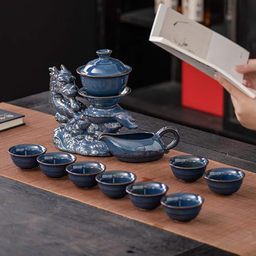 Ceramic Teapot with Infuser Semi Automatic Tea Set Magic Teapot with 8 cups Gradient Color