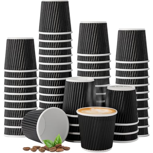 200 Pcs 4oz Paper Espresso Cups Ripple Wall Hot Cups For Coffee Disposable Coffee Cup Paper Hot (200 Count)