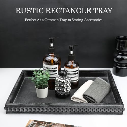 Rectangle Wood Serving Tray with Beads