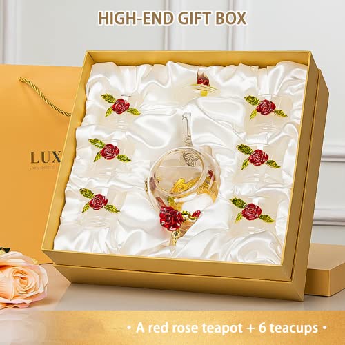 xixi home Red rose tea set suit、teapot heat