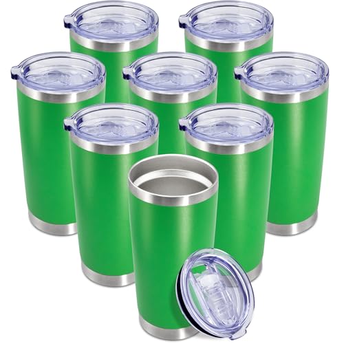 20oz Tumbler Insulated Coffee Tumblers with Lid Stainless Steel Green 8P (8 Count)