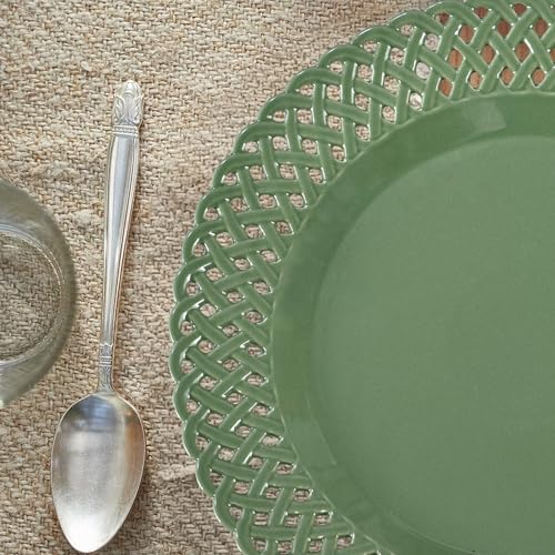 Graceful Basketweave Wide Rim 12 inch Dinner Plates (4 Count)