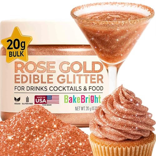Bulk (20g) Pink Edible Glitter for Drinks | Premium Pink Edible Glitter for Cakes Drink - Shimmer Glitters Cake Decorations for Strawberries Cocktail Shimmering