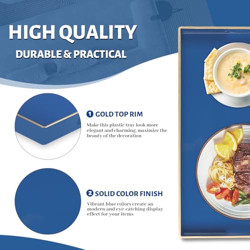 Navy Blue Serving Tray with Handles