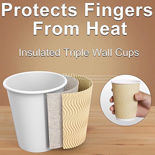 Hot 8 oz Disposable Insulated Corrugated Sleeve Ripple Wall Paper Coffee Cups for Drink