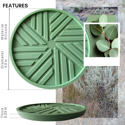 Silicone Coasters Set of 6 with Gold Holder