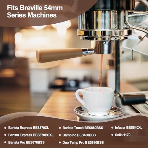 54 mm Bottomless Portafilter Compatible with Breville Barista BES870XL