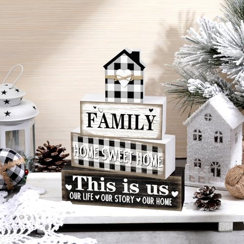 4 Pcs Farmhouse Table Decoration Rustic Sign Block (4 Count)
