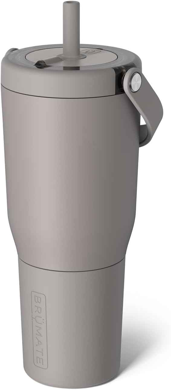 BrüMate Resa 35oz 100% Leakproof Travel Tumbler with Handle & Straw | Flexible SoftSip Straw | Silicone Sleeve for Durability | Stainless Steel | Cup Holder & Travel Friendly Water Bottle | (Mocha)