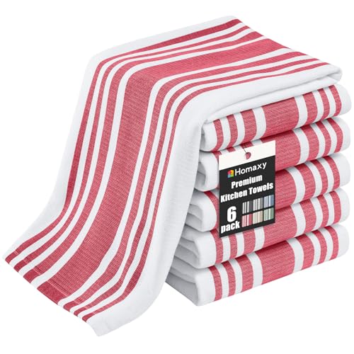 Premium Cotton Stripe Kitchen Towels 6 Pack (6 Count)