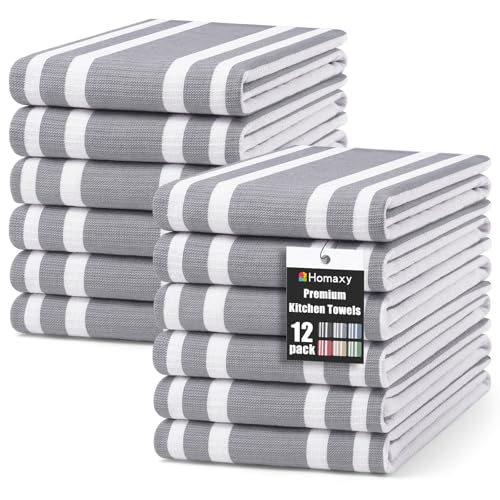 Premium Cotton Stripe Kitchen Towels 12 Pack (12 Count)