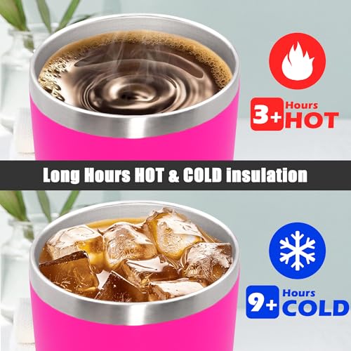 20oz Tumbler Insulated Coffee Tumblers with Lid Stainless Steel Hot Pink 4P (4 Count)