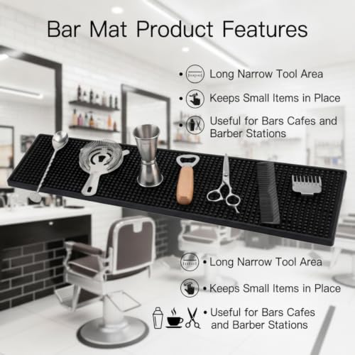 4 Pcs Bar Mat 24 X 6 Inch Black (4 Count)