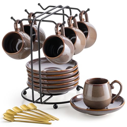 3 Ounce Espresso Cups and Saucers Set of 6 (6 Count)