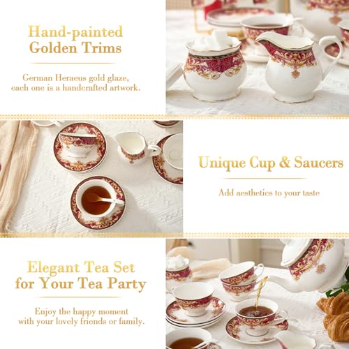 22 pcs Royal Vintage Porcelain Tea Set for 6 (22 Count)